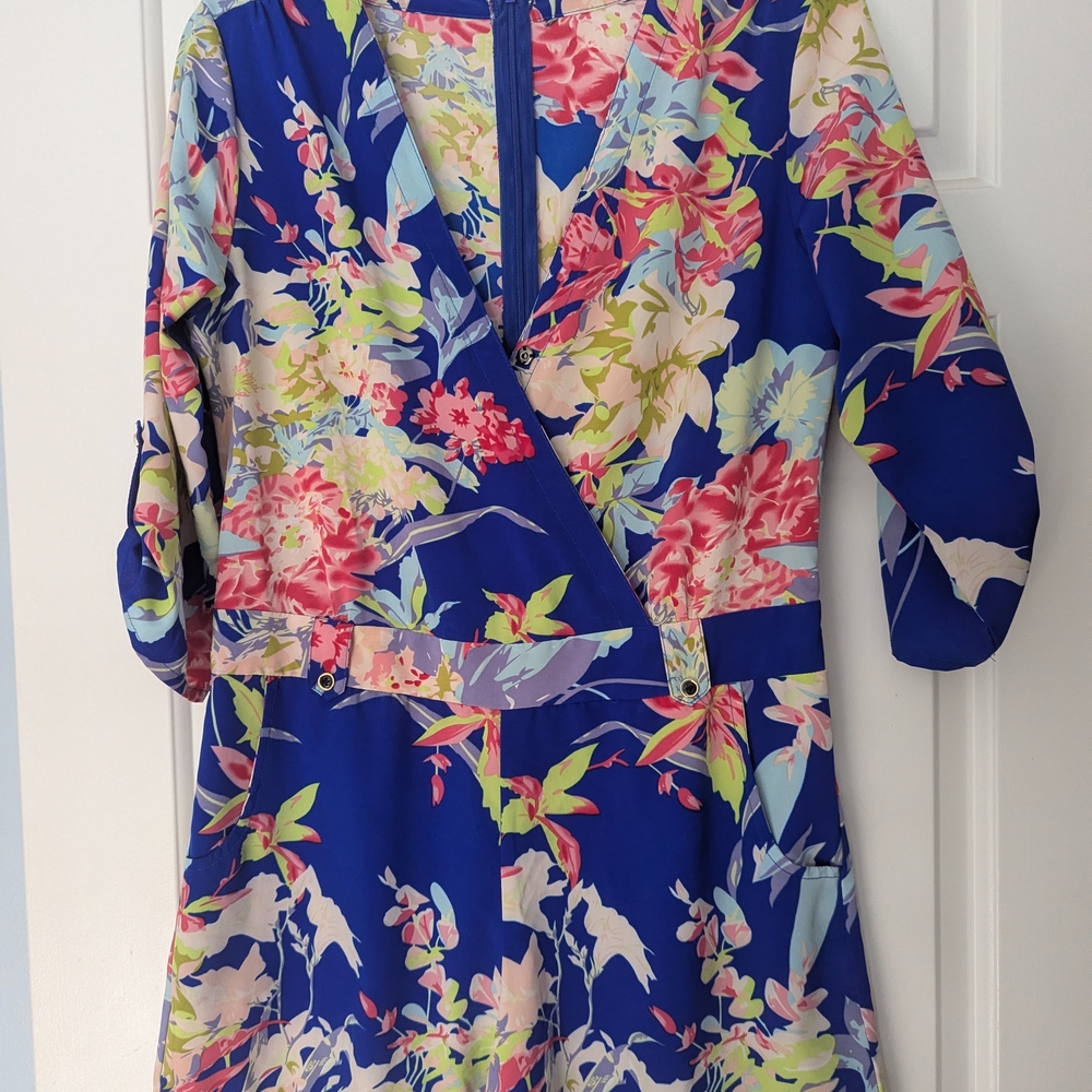 Floral Multicolor Romper With 3/4 Sleeves